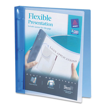 Avery® Flexible View Binder With Round Rings, 3 Rings, 1" Capacity, 11 X 8.5, Blue freeshipping - TVN Wholesale